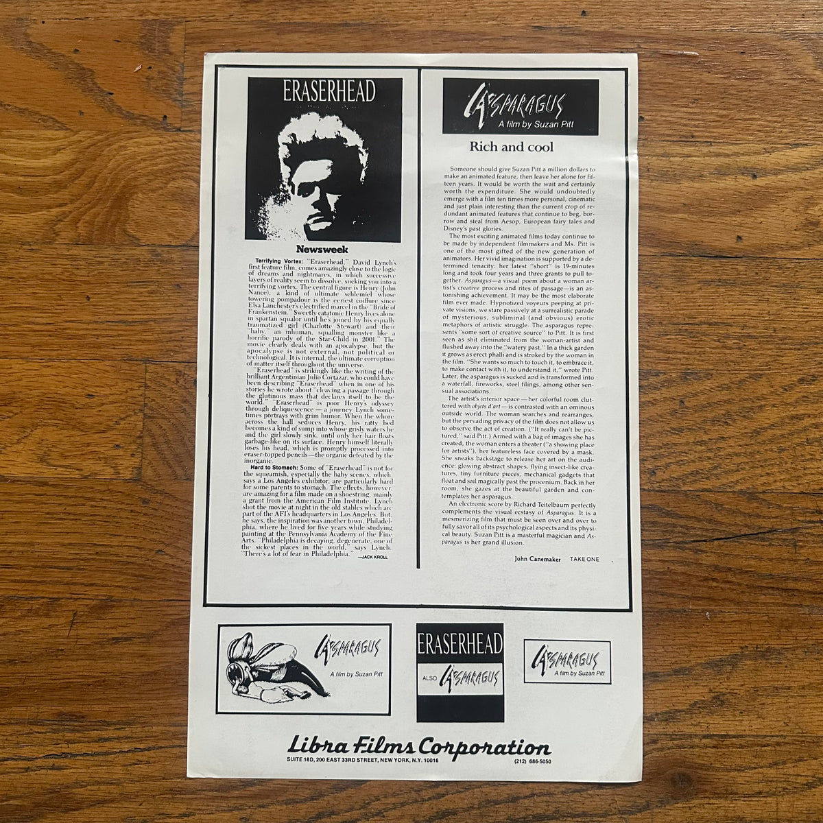 Eraserhead Original Promo Posters