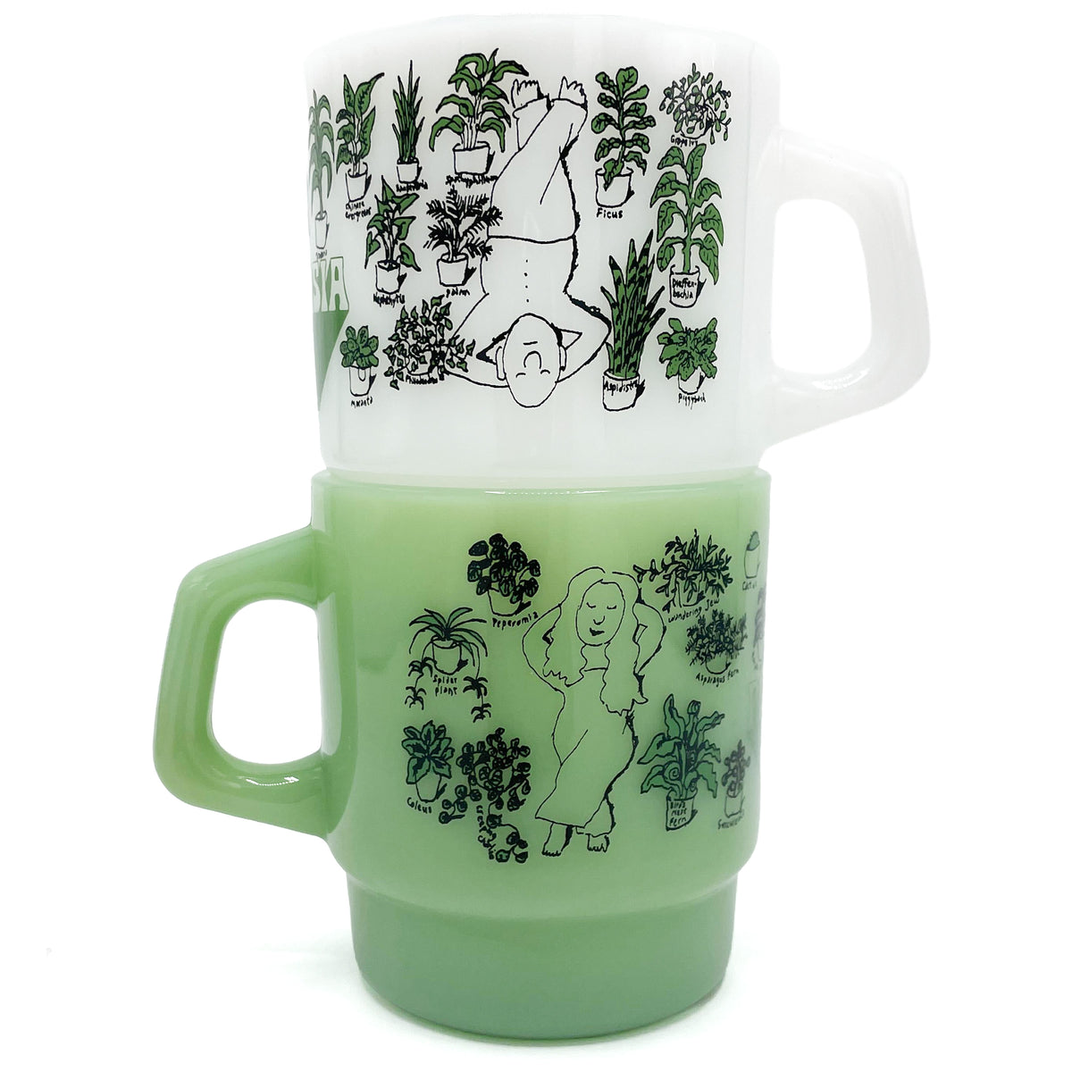 Plantasia Milk Glass Mugs