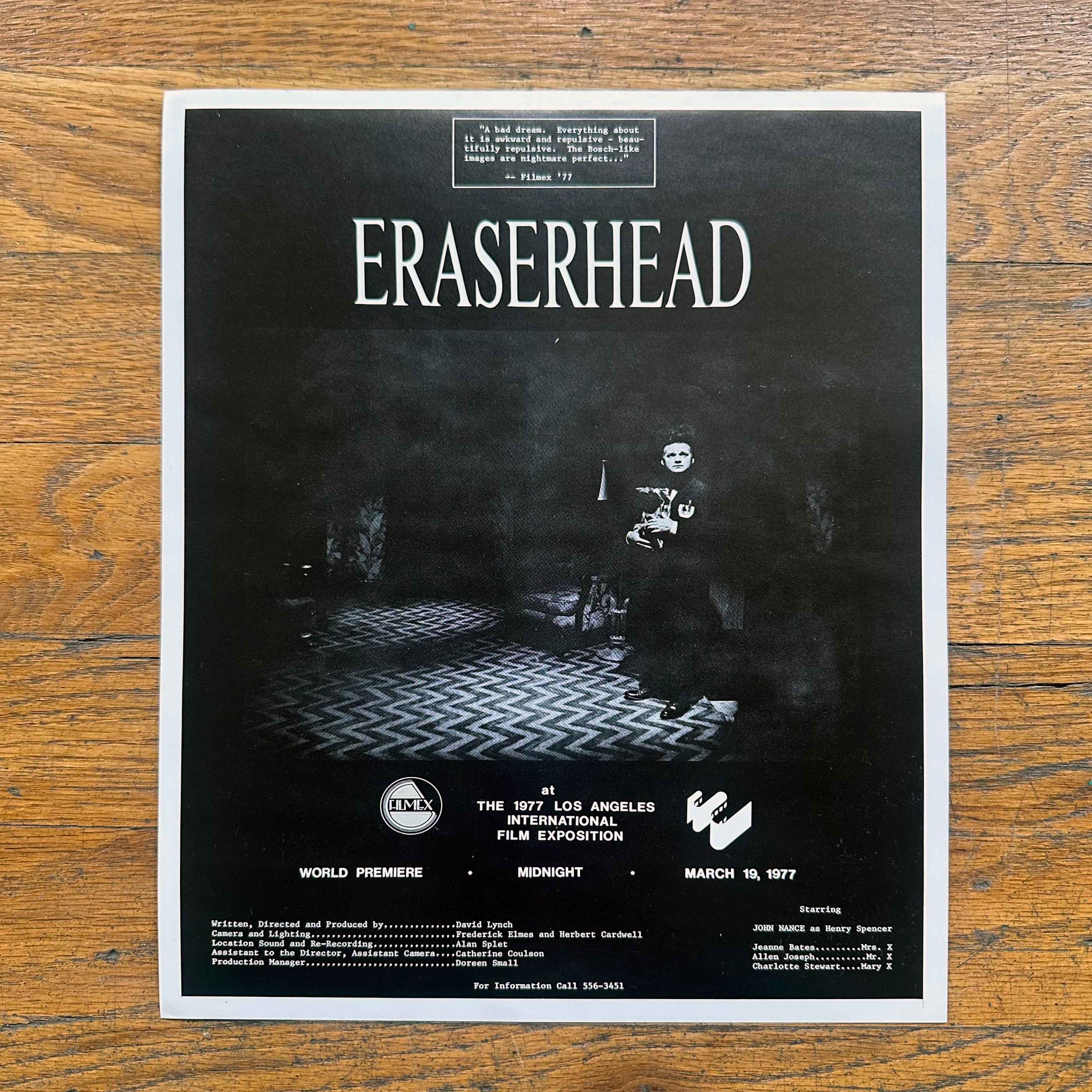 Eraserhead Original Promo Posters