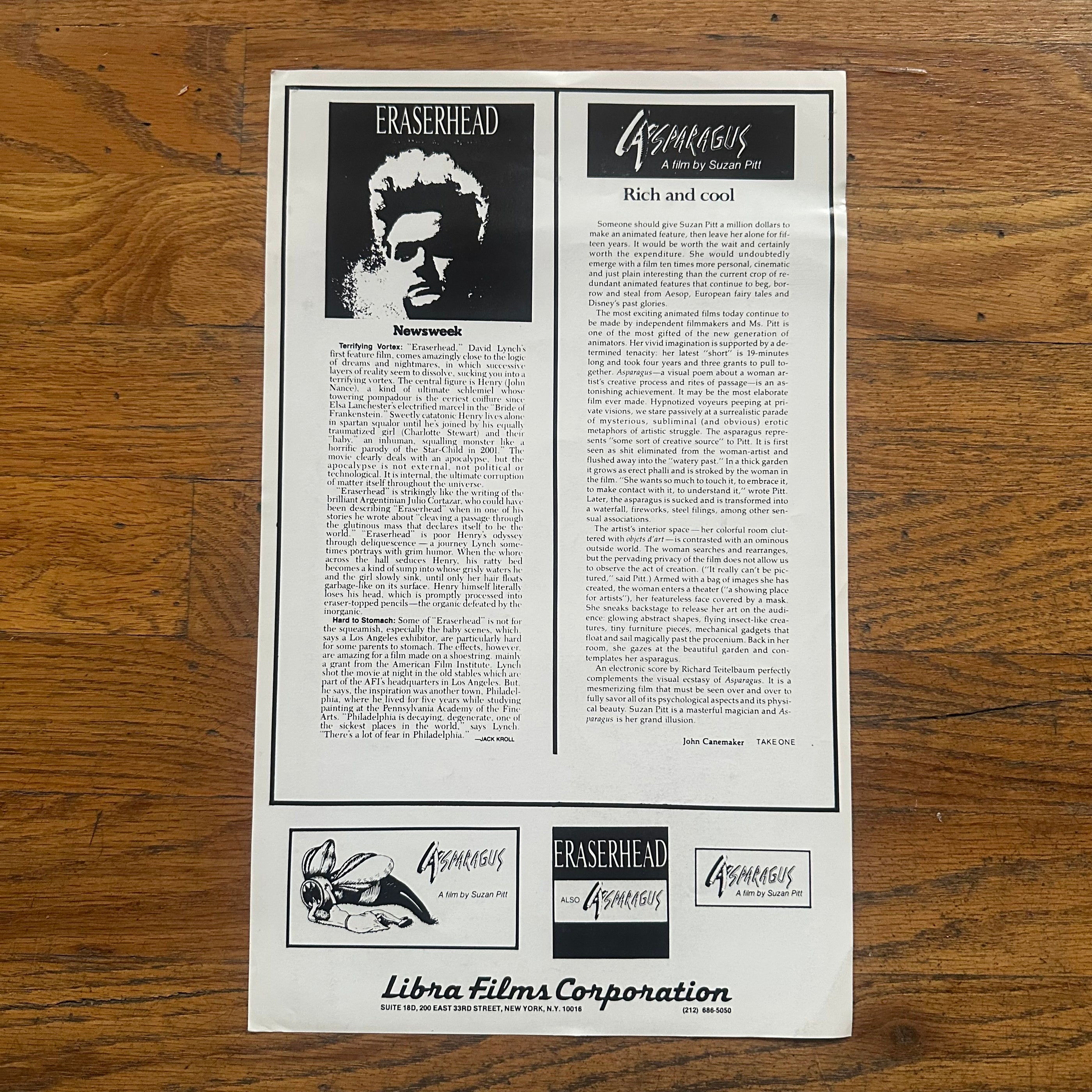 Eraserhead Original Promo Posters